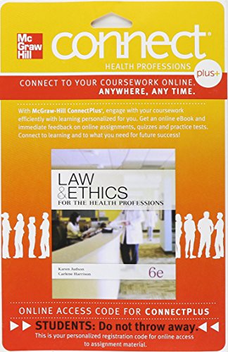 9780077445430: Law and Ethics for the Health Professions Connect Plus Allied Health 1-semester Access Card