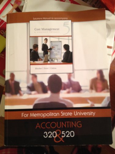 Imagen de archivo de Solutions Manual to Accompany, Cost Management, a Strategic Emphasis, for Metropolitan State University Accounting 320 and 520 a la venta por HPB-Red