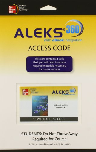 Beispielbild fr ALEKS 360 Access Card 18 Weeks for Coburn Precalculus: Graphs & Models zum Verkauf von Textbooks_Source