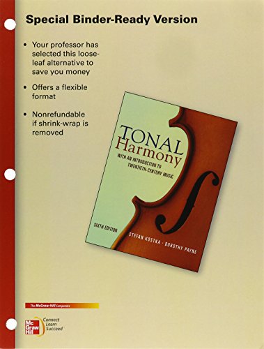 Looseleaf for Tonal Harmony (9780077527785) by Kostka, Stefan; Payne, Dorothy