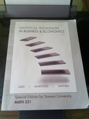 Stock image for MATH231: Statistical Techniques in Business and Economics (Custom for Towson) for sale by BookHolders