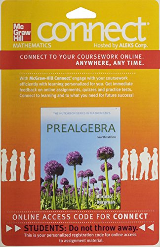 Connect Math by ALEKS Access Card 52 Weeks for Prealgebra (9780077574512) by ALEKS Corporation; Baratto, Stefan; Bergman, Barry; Hutchison, Donald