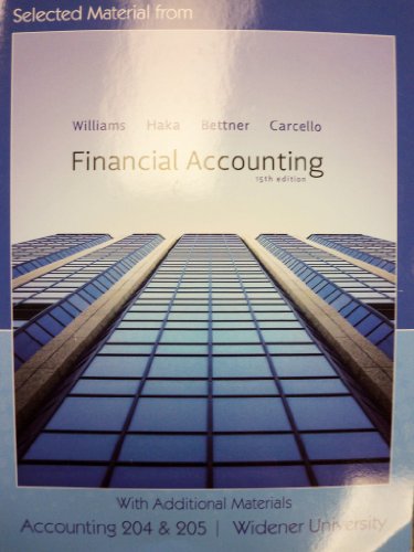 9780077581367: Financial Accounting 15th Ed (Additional Material for Widener University | Accounting 204 & 205)