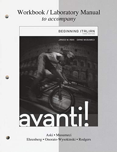 Stock image for Workbook / Laboratory Manual for Avanti : Beginning Italian, 3rd Edition for sale by HPB-Red