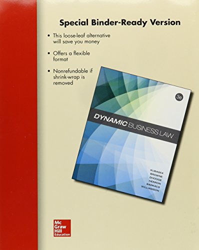 Imagen de archivo de Loose-Leaf Dynamic Business Law a la venta por HPB-Red