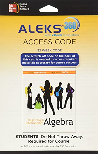 Stock image for Aleks 360 Access Card 52 Weeks for Beginning & Intermediate Algebra for sale by GreatBookPrices