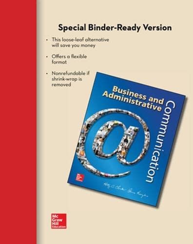 Business and Adminstrative Communication (9780077637170) by Locker, Kitty; Kienzler, Donna