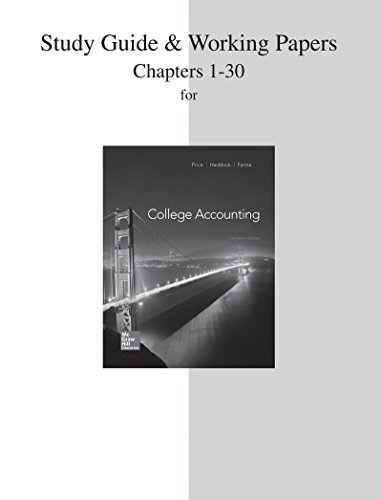 Imagen de archivo de Study Guide and Working Papers for College Accounting (Chapters 1-30) a la venta por GoldBooks