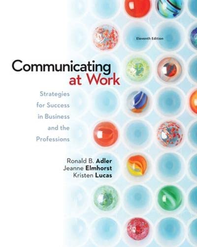 Beispielbild fr Looseleaf Communicating at Work: Strategies for Success in Business and the Professions zum Verkauf von HPB-Red