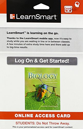 9780077771355: LearnSmart Access Card for Biology: Concepts and Investigations