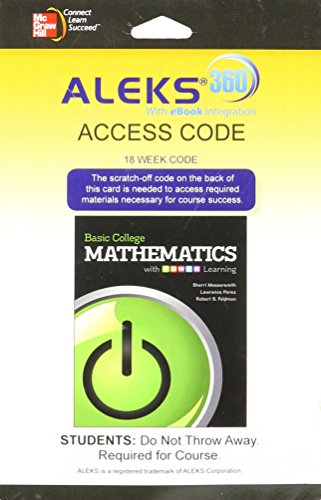 Imagen de archivo de Aleks 360 18 Weeks for Basic College Math With P.o.w.e.r. Learning a la venta por GreatBookPrices