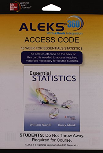 ALEKS 360 Access Card (18 weeks) for Essential Statistics (9780077842796) by Navidi, William; Monk, Barry; ALEKS Corporation