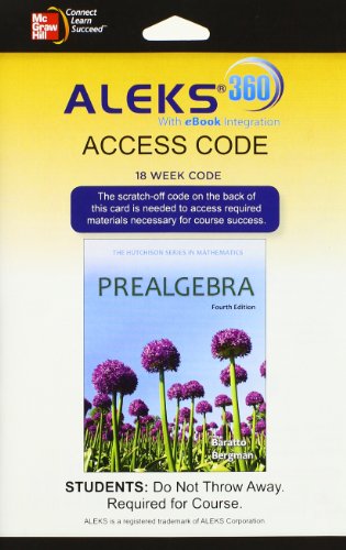 9780077843250: Aleks 360 Access Card 18 Weeks for Prealgebra
