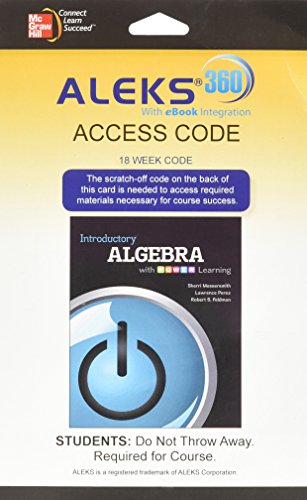 ALEKS 360 18 week access card for Introductory Algebra with P.O.W.E.R. Learning (9780077894122) by Messersmith, Sherri; Perez, Lawrence; Feldman, Robert