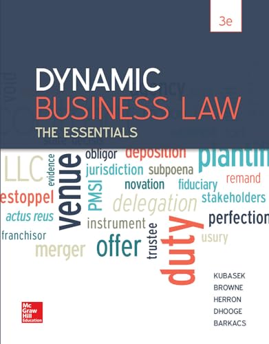 Beispielbild fr Dynamic Business Law: The Essentials, 3rd Edition (NEW!!) zum Verkauf von BookHolders