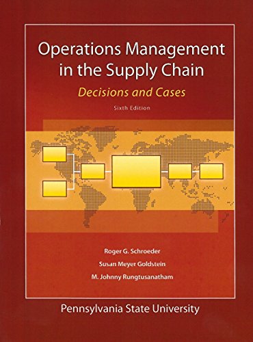 Imagen de archivo de Operations Management in the Supply Chain: Decisions and Cases by Schroeder, Roger G, Rungtusanatham, M. Johnny, Goldstein, Su (2013) Paperback a la venta por Better World Books
