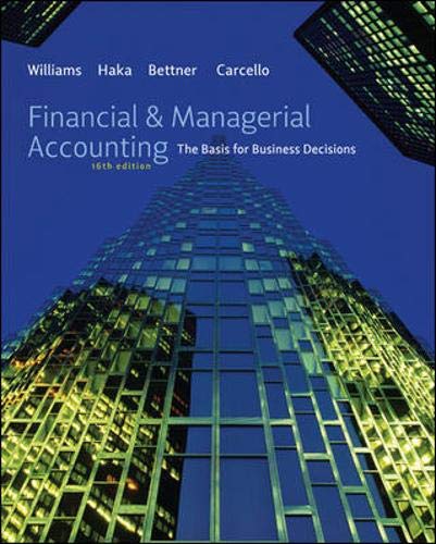 Financial & Managerial Accounting (9780078111044) by Williams, Jan; Haka, Susan; Bettner, Mark; Carcello, Joseph