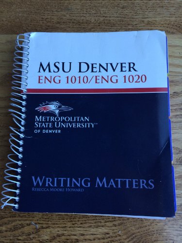 Imagen de archivo de MSU Denver Eng 1010/1020 Writing Matters Rebecca Moore Howard a la venta por BooksRun