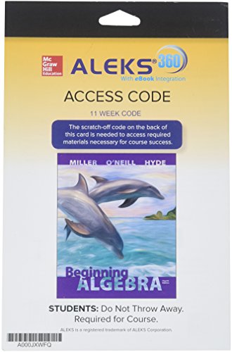 ALEKS 360 Access Card (11 weeks) for Beginning Algebra (9780078120602) by Miller, Julie; O'Neill, Molly; Hyde, Nancy