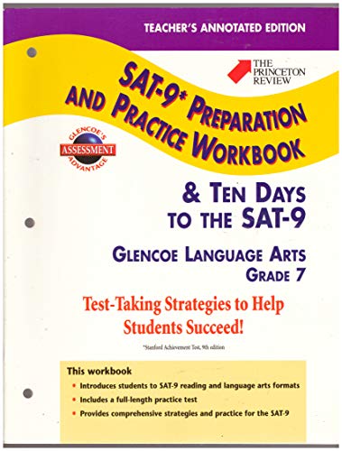 Beispielbild fr SAT-9 Preparation and Practice Workbook, Grade 7, Teacher's Annotated Edition (Glencoe Language Arts) zum Verkauf von BooksRun