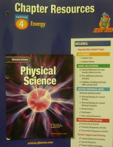 Stock image for Glencoe Physical Science: Chapter 4 Teacher's Resources, Fast File: Energy With Answer Keys, Consumable (2001 Copyright) for sale by ~Bookworksonline~