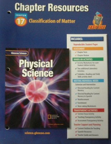Stock image for Glencoe Physical Science, Chapter 17 Classification Of Matter, Teacher's Resources, Fast File With Answer Keys, Consumable (2001 Copyright) for sale by ~Bookworksonline~