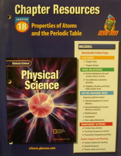 Stock image for Glencoe Physical Science: Chapter 18: Properties Of Atoms And The Periodic Table, Chapter Resources Fast File With Answer Key, Consumable (2002 Copyright) for sale by ~Bookworksonline~