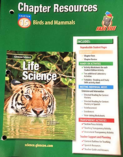 Stock image for Glencoe Science: Life Science Chp 15 Birds and Mammals Chp Res 416 200 for sale by Hawking Books