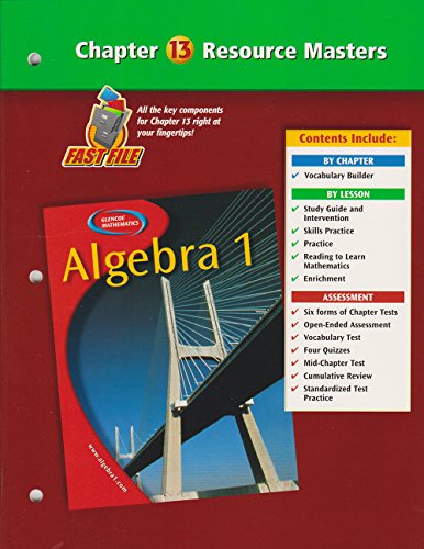9780078277375: Algebra 1 Chapter 13 Resource Masters