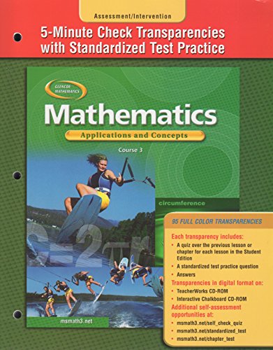 9780078465482: Mathematics: Applications and Concepts, Course 3, 5-Minute Check Transparencies with Standardized Test Practice
