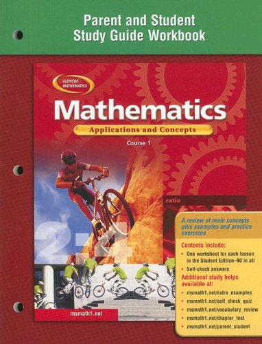 Stock image for Mathematics: Applications and Concepts, Course 1, Parent and Student Study Guide Workbook (Glencoe Mathematics) for sale by The Book Cellar, LLC