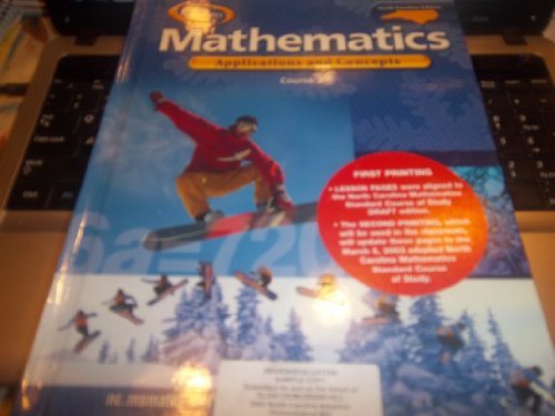 Stock image for Mathematics Applications and Concepts (North Carolina Edition Glencoe Mathematics, Course 2/ Grade 7) (Hardcover) for sale by ThriftBooks-Atlanta