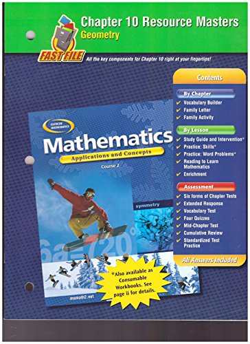 Stock image for Glencoe Mathematics, Applications and Concepts, Course 2. Chapter 10 Resource Masters. for sale by Allied Book Company Inc.