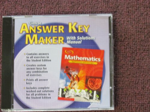 Stock image for Glencoe Mathematics, Applications And Concepts, Course 1 CD-ROM Answer Key Maker With Solutions Manual: Original Wraps (2005 Copyright) for sale by ~Bookworksonline~