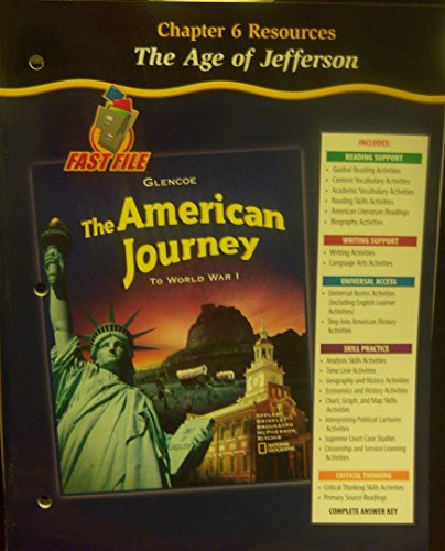 Stock image for Glencoe Fast File - The American Journey to World War I, Chapter Six 6 Resources: The Age of Jefferson for sale by Allied Book Company Inc.