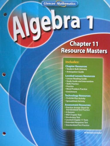 9780078739545: Algebra 1, Chapter 11 Resource Masters (Glencoe Mathematics)