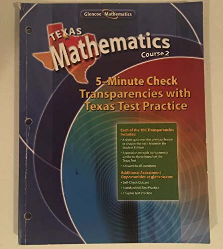 Stock image for Glencoe Mathematics Course 1 5 Minute Check Transparencies with Texas Test Practice for sale by HPB-Red