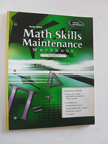 Imagen de archivo de Teacher Edition Math Skills Maintenance Workbook Course 3 a la venta por HPB-Red