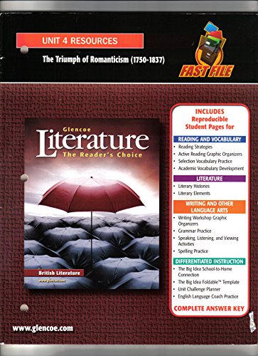 Beispielbild fr Glencoe Literature The Reader's Choice, British Literature: Unit 4 Resouces. zum Verkauf von Nationwide_Text