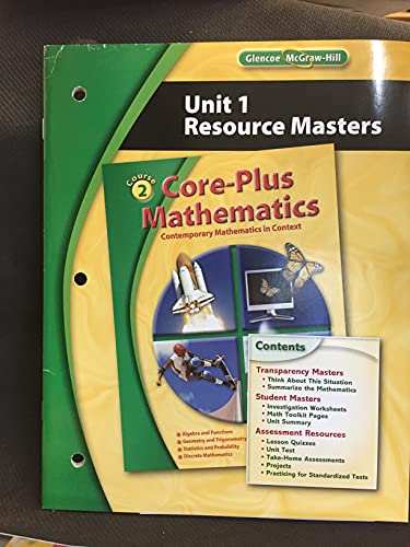 Stock image for Core-Plus Mathematics: Contemporary Mathematics in Context, Course 1, Unit 3: Resource Masters for sale by Better World Books