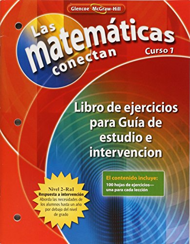 Stock image for Math Connects: Concepts, Skills, and Problems Solving, Course 1, Spanish Study Guide and Intervention Workbook (MATH APPLIC & CONN CRSE) (Spanish Edition) for sale by Iridium_Books