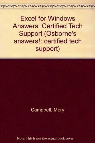 9780078820540: Excel for Windows Answers: Certified Tech Support (Osborne's answers!: certified tech support)