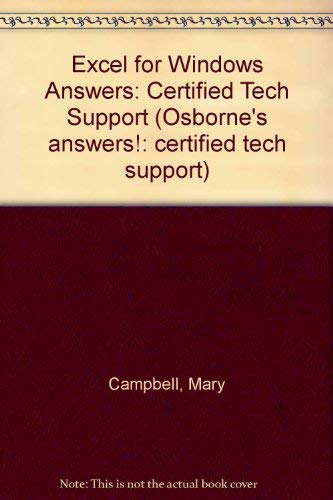 Imagen de archivo de Excel for Windows Answers : Certified Tech Support a la venta por Better World Books