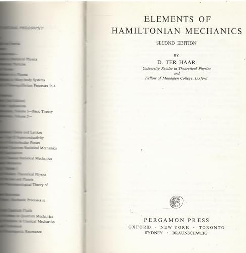 Beispielbild fr Elements of Hamiltonian Mechanics zum Verkauf von Better World Books