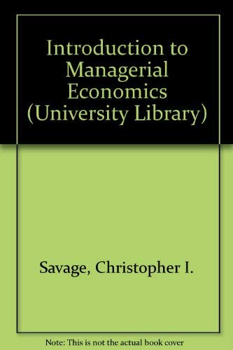 9780090840939: Introduction to Managerial Economics