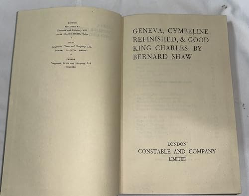 9780094533608: Geneva, Cymbeline Refinished and Good King Charles: Plays