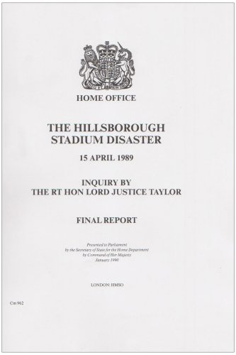 9780101096225: The Hillsborough Stadium Disaster: Final Report: Inquiry by the Rt. Hon. Lord Justice Taylor (Cm 962)