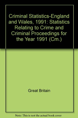Stock image for Criminal Statistics-England and Wales, 1991 for sale by Phatpocket Limited