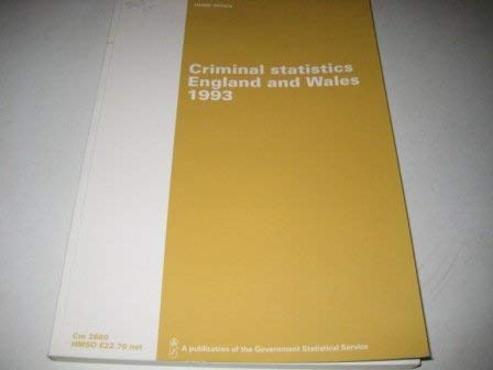 Imagen de archivo de Criminal Statistics: England & Wales 1993 a la venta por Phatpocket Limited