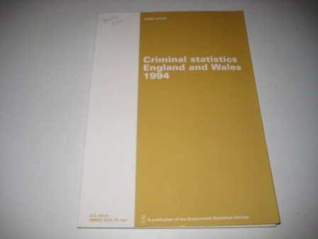 9780101301022: Criminal statistics England and Wales 1994: 3010 (Cm.)